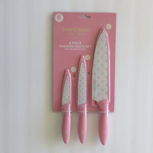 (#129) JUICY COUTURE 6 PIECE FASHION KNIFE SET JUICY COUTURE KNIFE SET w COVERS
